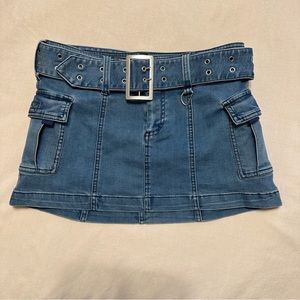 UO Belted Denim Micro Mini Skirt Size Small